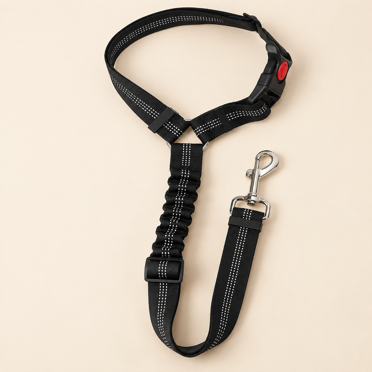 Ceinture voiture 3-en-1 POSTUVIO noire sur fond crème