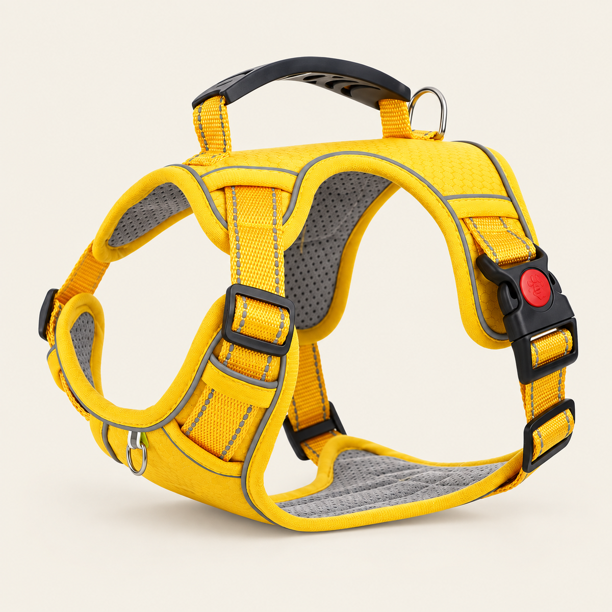 Harnais POSTUVIO jaune sur fond beige